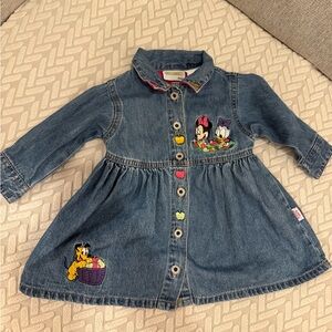 Vintage disney babies Minnie, Daisy and Pluto denim jeans dress size 6-months